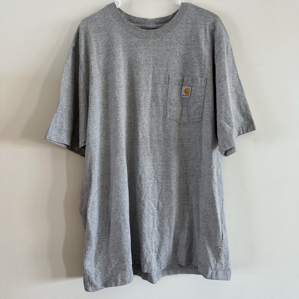 Men's Carhartt Original Fit Gray Logo Pocket Short Sleeve T-Shirt XL Tall‎